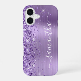 Funda Para iPhone 16 Purpurada Glam Rosa Brillante Firma