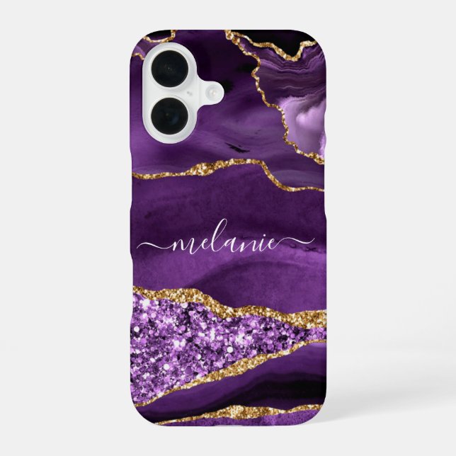 Funda Para iPhone 16 Purpurina Purple Gold personalizado personalizado (Reverso )