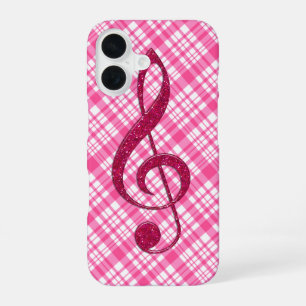 Funda Para iPhone 16 Purpurina rosado caliente tintorería Clef en rosad
