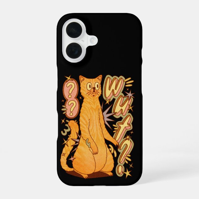 Funda Para iPhone 16 ¿Qué? / Un Ilustracion de gato Naranja (Reverso )