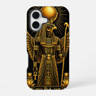 Funda Para iPhone 16 RA - El Dios Sol Egipcio Dorado Negro de lujo an