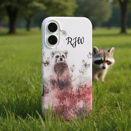 Funda Para iPhone 16 Raccoon En El Prado Rojo
