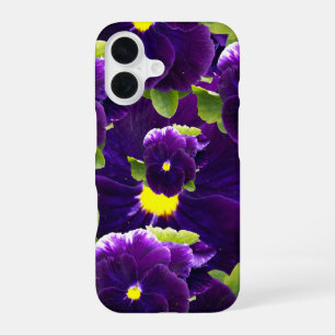 Funda Para iPhone 16 Racimos de Pensamientos de Color Púrpura Intenso: