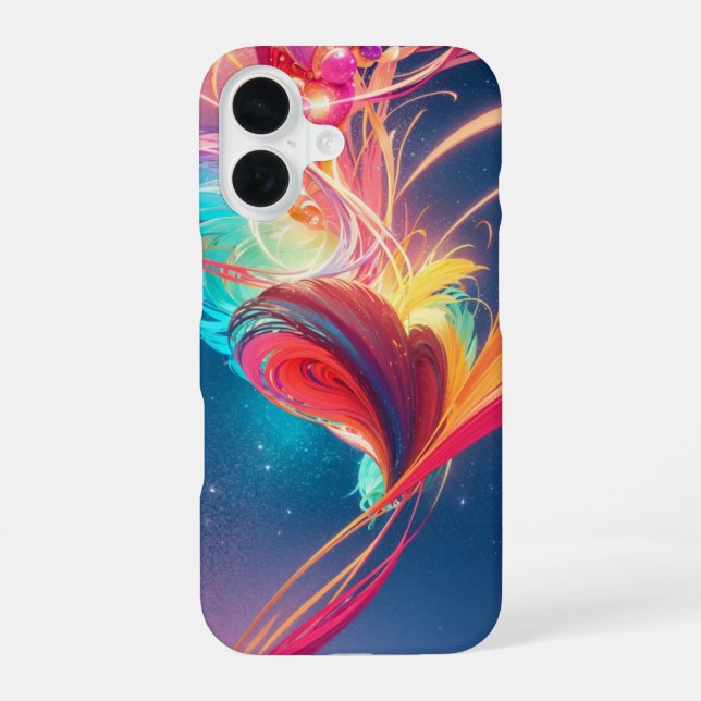Funda Para iPhone 16 Rainbow Heart Fever Phone Case (Reverso )