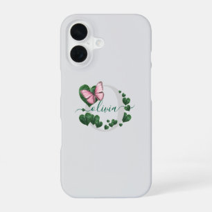 Funda Para iPhone 16 Ramo de Hojas en Forma de Corazón