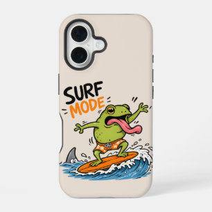 Funda Para iPhone 16 Rana en modo surf divertido   Rana tonta de verano
