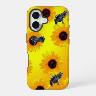 Funda Para iPhone 16 "Ranas y Girasoles: Un Patrón Divertido de la Natu