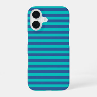 Funda Para iPhone 16 Rayas azul crepuscular y turquesa oscuro