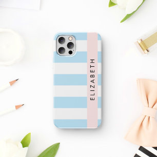 Funda Para iPhone 16 Rayas Azules, Patrón de Rayas, Líneas, Tu Nombre