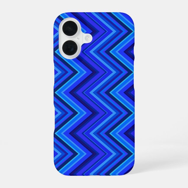 Funda Para iPhone 16 Rayas azules patrón zigzag (Reverso )