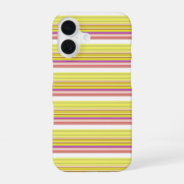 Funda Para iPhone 16 Rayas blancas amarillas lindas (Reverso )