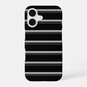 Funda Para iPhone 16 Rayas blancas y negras chic 
