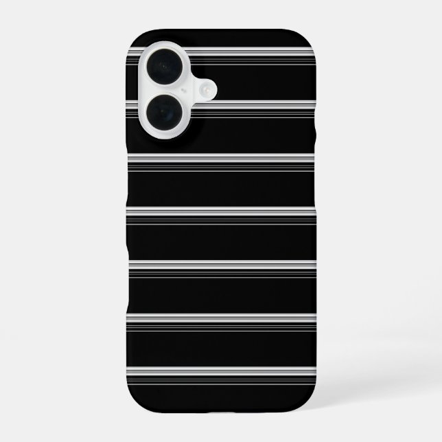 Funda Para iPhone 16 Rayas blancas y negras chic  (Reverso )