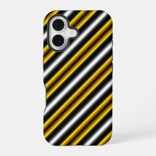 Funda Para iPhone 16 Rayas de arcoíris blancas y negras amarillas
