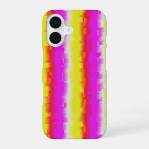 Funda Para iPhone 16 Rayas de Arcoíris de Vidrio Roto Amarillo Rosa