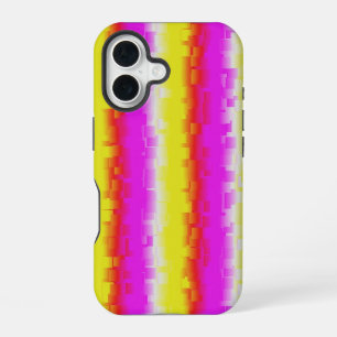 Funda Para iPhone 16 Rayas de arcoíris de vidrio roto rosa amarillo