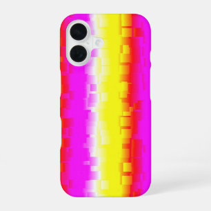 Funda Para iPhone 16 Rayas de arcoíris de vidrio roto rosa amarillo