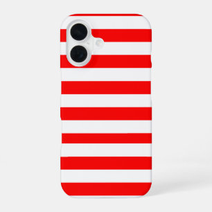 Funda Para iPhone 16 Rayas de Cabaña Rojas y Blancas