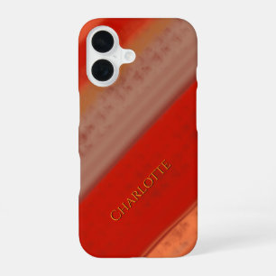 Funda Para iPhone 16 Rayas de melocotón de terracota con nombre persona