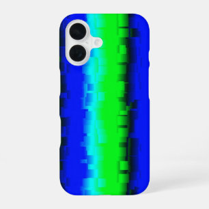 Funda Para iPhone 16 Rayas de vidrio roto azul verdoso