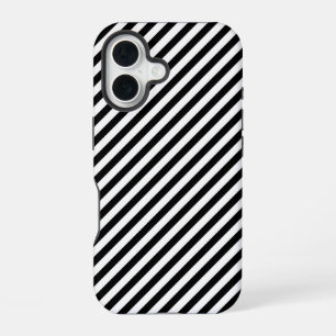 Funda Para iPhone 16 Rayas en ángulo blancas y negras
