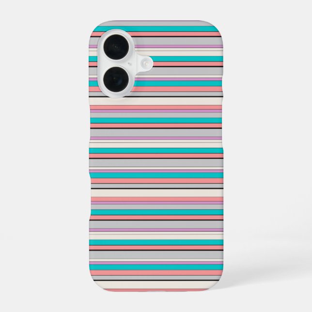 Funda Para iPhone 16 Rayas grises acuáticas lindas (Reverso )