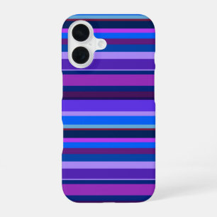 Funda Para iPhone 16 Rayas horizontales azules y moradas