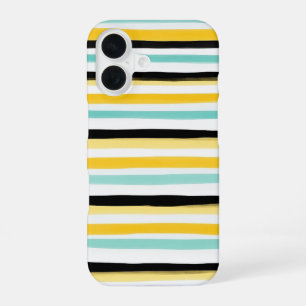 Funda Para iPhone 16 Rayas horizontales multicolores pintadas a mano