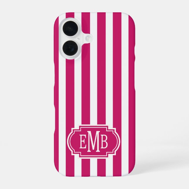Funda Para iPhone 16 Rayas Monogramadas de Frutas y Blanco (Reverso )