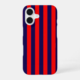 Funda Para iPhone 16 Rayas náuticas rojas y azules marino