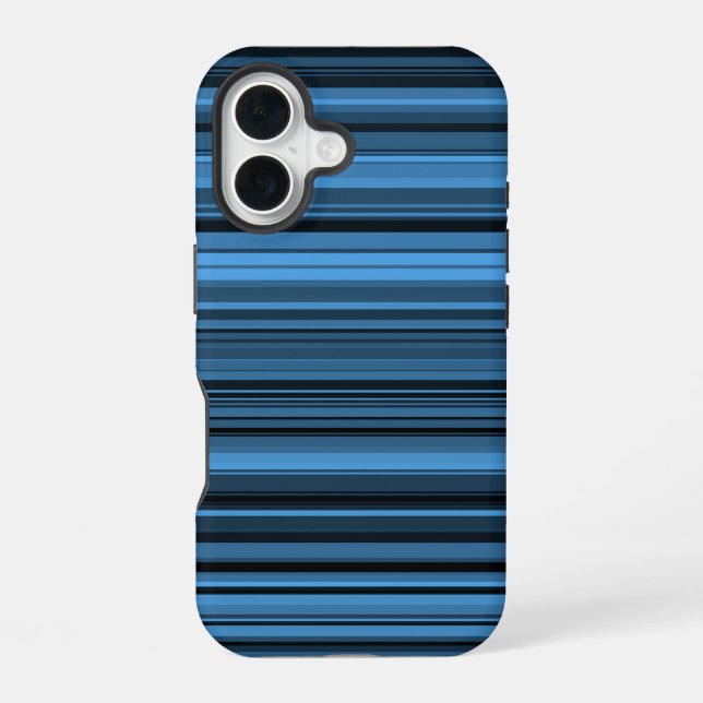 Funda Para iPhone 16 Rayas Negras Azules (Reverso )