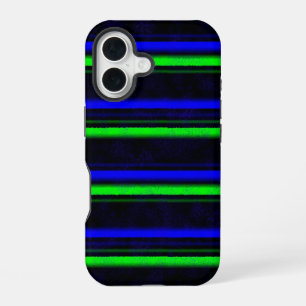 Funda Para iPhone 16 Rayas Negras Azules Verdes