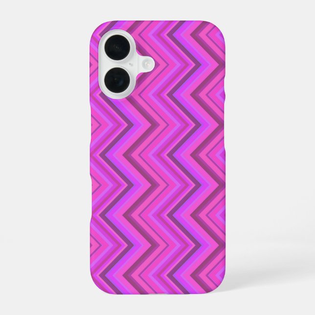 Funda Para iPhone 16 Rayas rosadas patrón zigzag (Reverso )