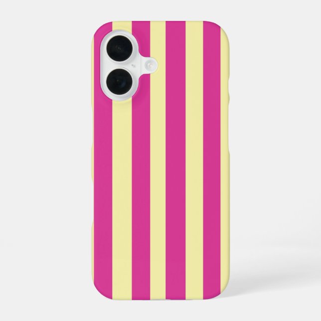 Funda Para iPhone 16 Rayas rosadas y amarillas (Reverso )
