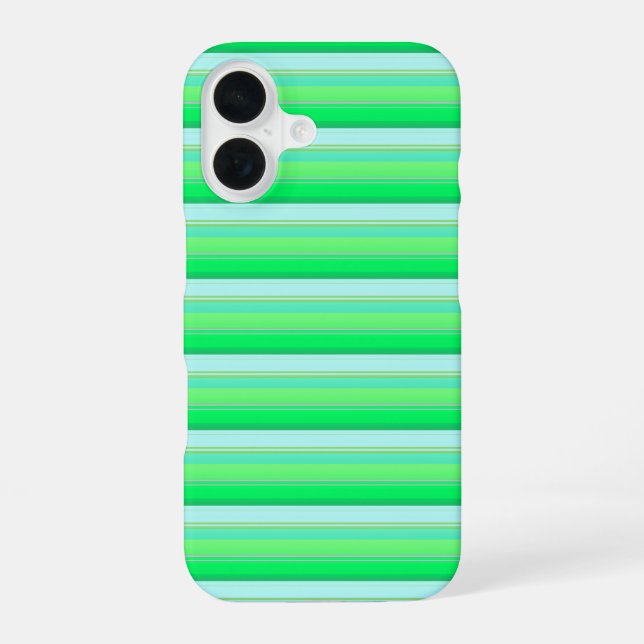 Funda Para iPhone 16 Rayas verdes aqua lindas (Reverso )