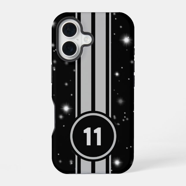 Funda Para iPhone 16 Rayos de Carreras negro y plateado Starlight (Reverso )
