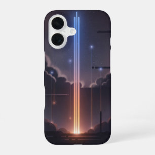 Funda Para iPhone 16 Rayos Espaciales Luminosos de Inspiración Retro