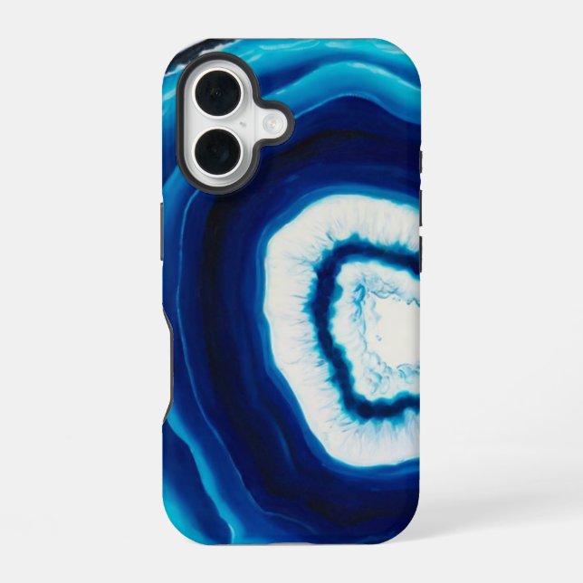 Funda Para iPhone 16 Rebanada de Ágata Azul | Abstracto (Reverso )