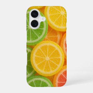 Funda Para iPhone 16 Rebanada de caramelo cítrico de gelatina colorida