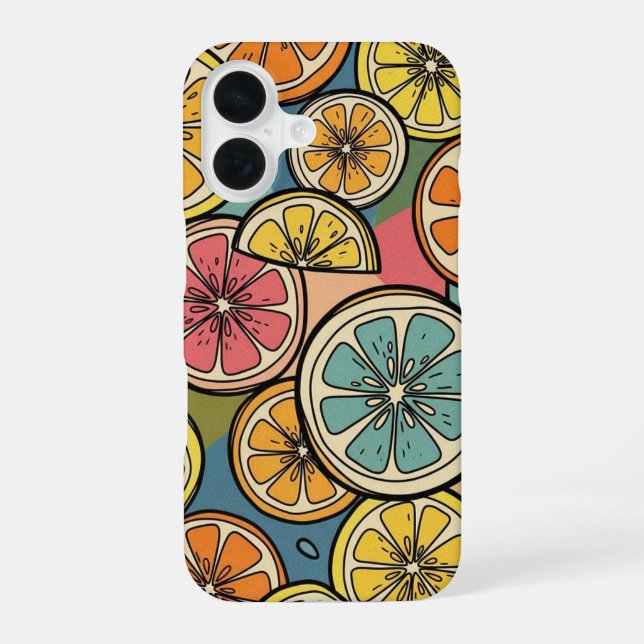 Funda Para iPhone 16 Rebanada de cítrico retro (Reverso )