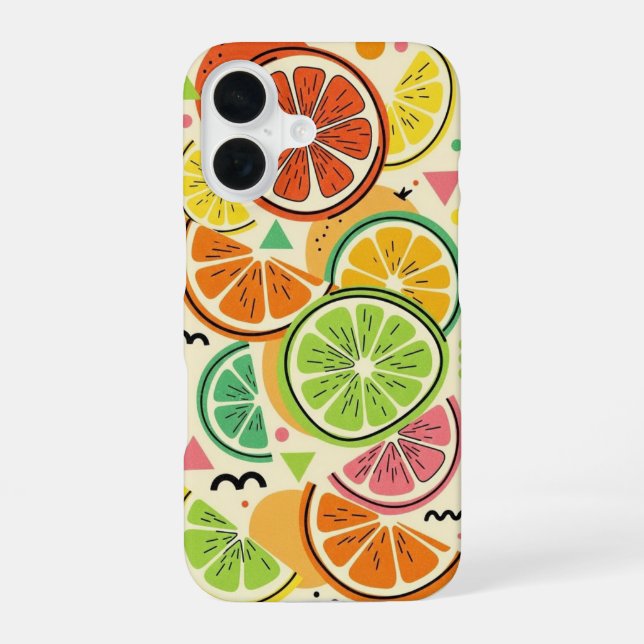 Funda Para iPhone 16 Rebanada de cítrico retro (Reverso )