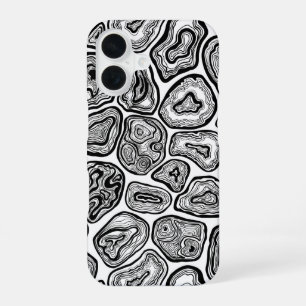 Funda Para iPhone 16 Rebanadas de ágata en blanco y negro