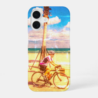 Funda Para iPhone 16 Recorriendo la playa en bicicleta