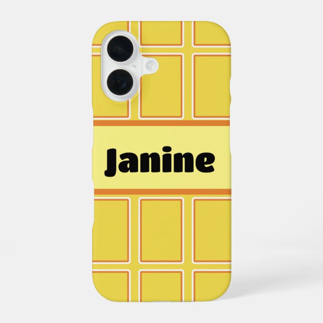 Funda Para iPhone 16 Rectángulos verticales blancos naranja alegres (Reverso )