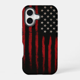 Funda Para iPhone 16 Red and Black American Flag