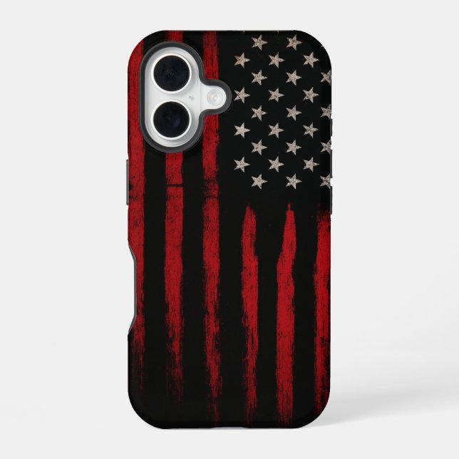 Funda Para iPhone 16 Red and Black American Flag (Reverso )