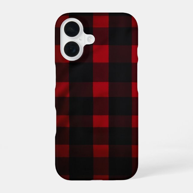 Funda Para iPhone 16 Red and Black Buffalo Plaid Pattern (Reverso )
