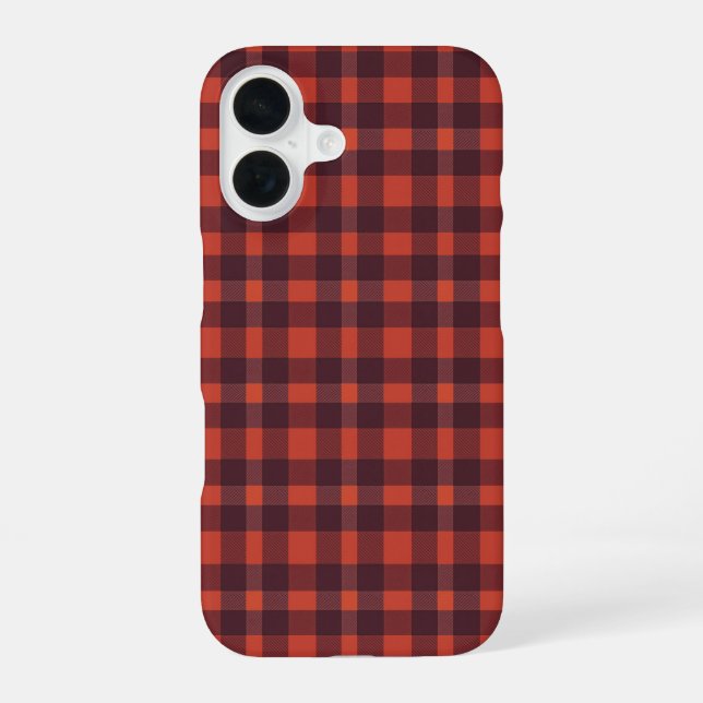 Funda Para iPhone 16 Red and Black Plaid Checkered Pattern (Reverso )