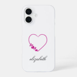Funda Para iPhone 16 red heart shape withe background personalized 