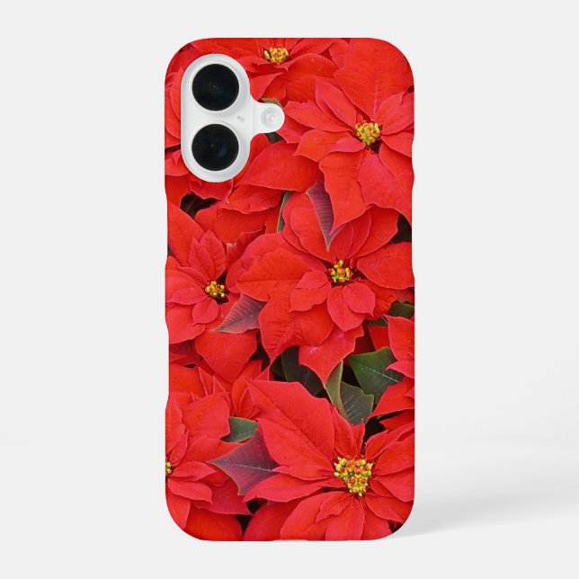 Funda Para iPhone 16 Red Poinsettias I Christmas Holiday Floral Photo (Reverso )